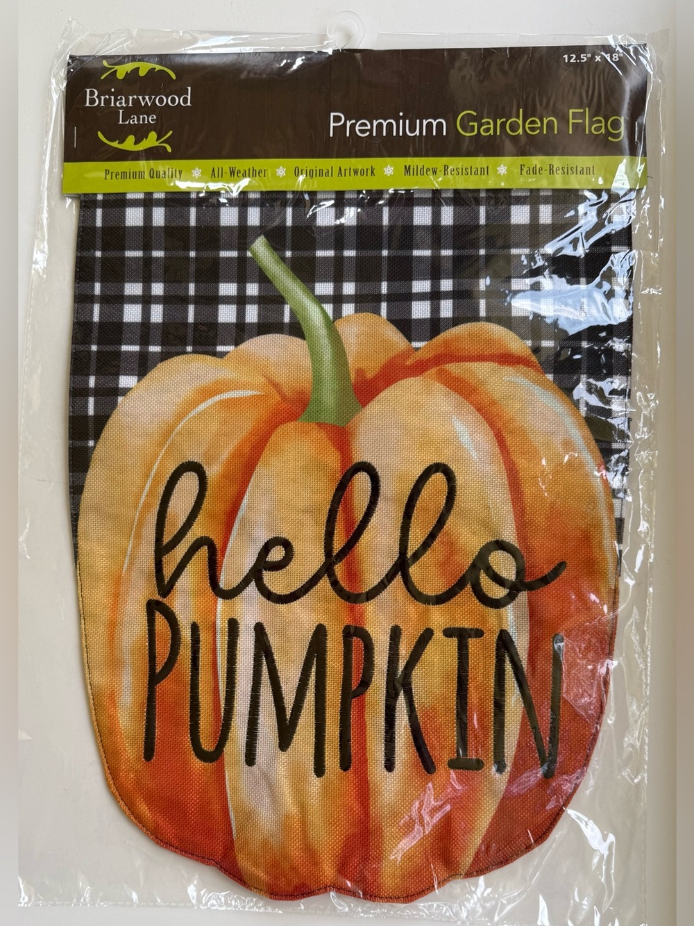 "Hello Pumpkin" Pumpkin Garden Flag - Orange